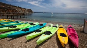 kayaks on the beach